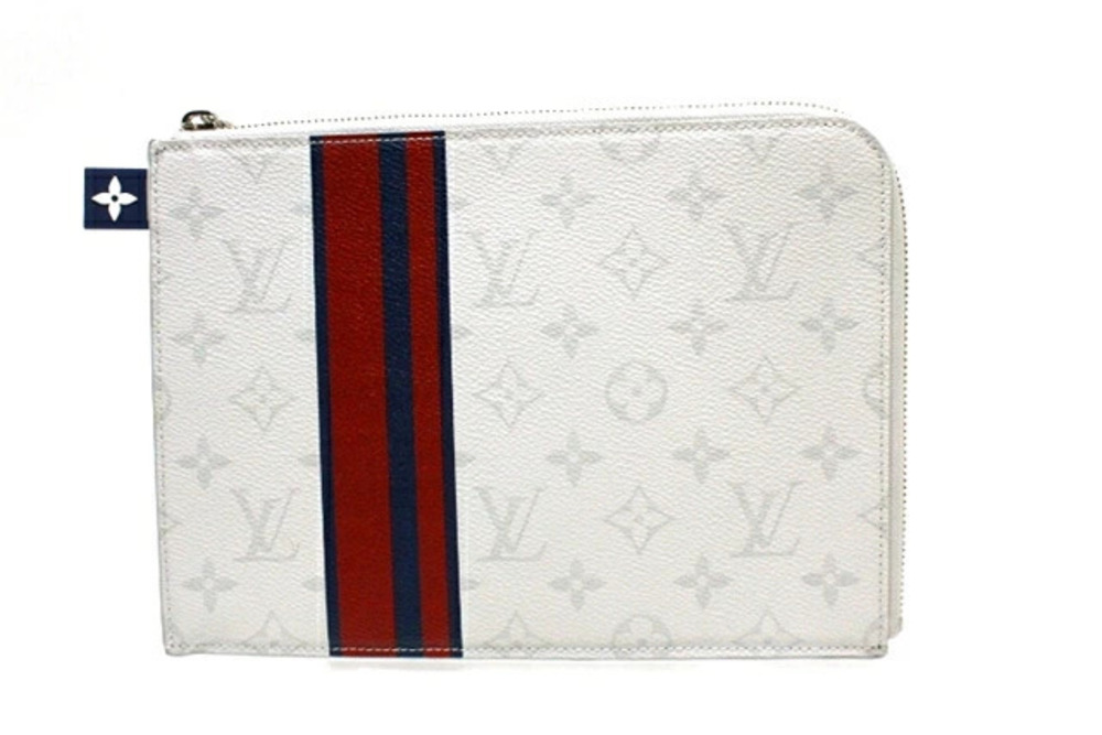 LOUIS VUITTON Pochette Jour Clutch Bag Monogram White